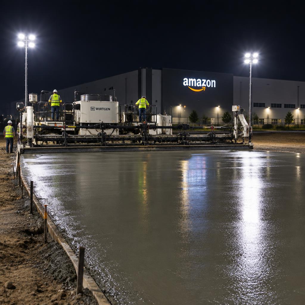 SJR crew paving a parking lot at night